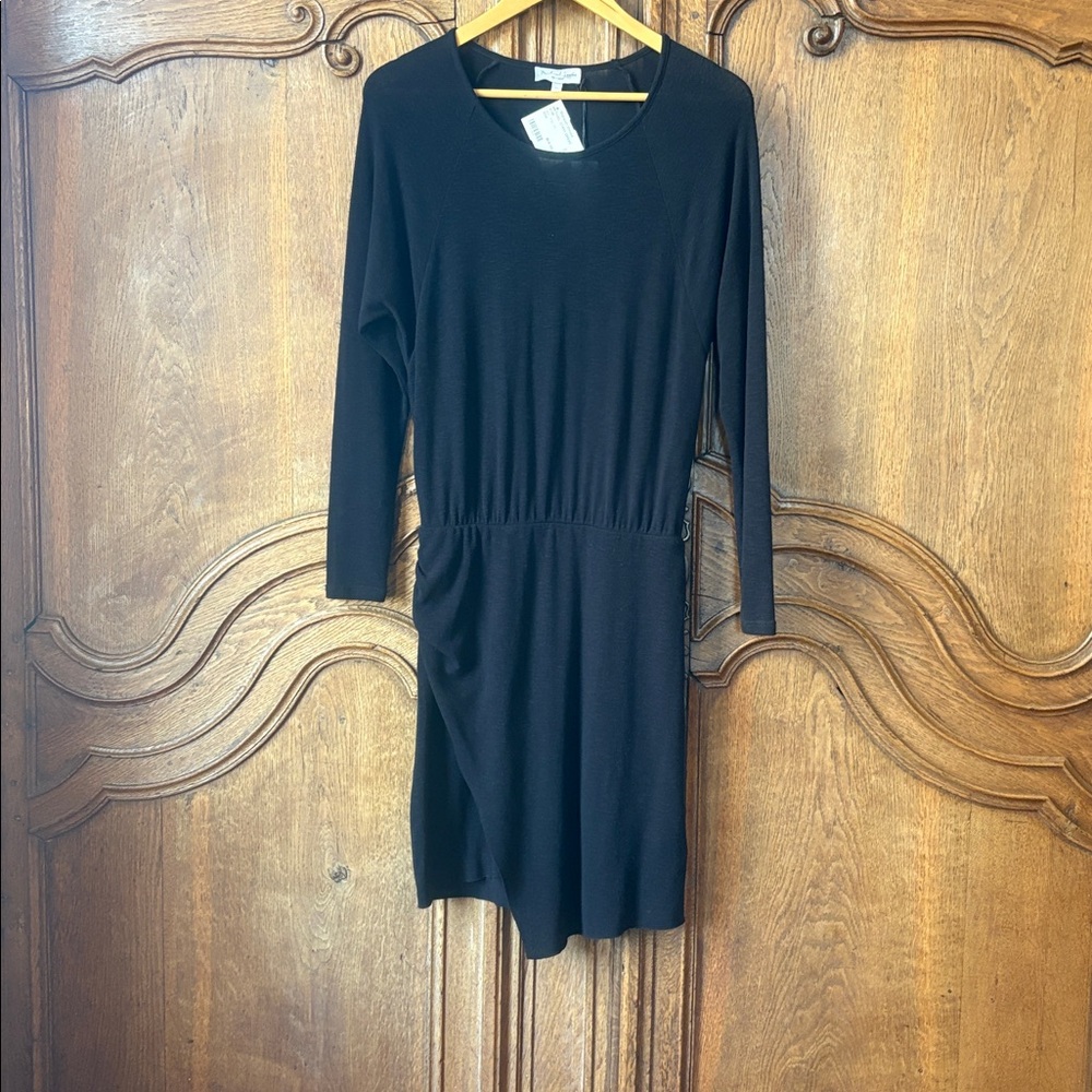 MICHAEL STARS Black Hally Asymmetric Long Sleeve Knit Dress NEW